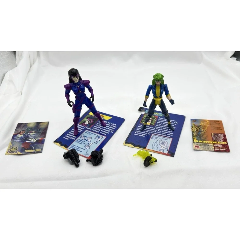 Marvel X-Men Action Figures Lot of 2 Polaris & Domino Complete w/ Weapons 1990s